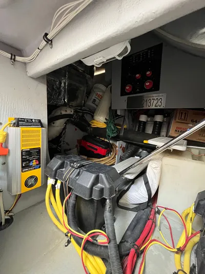  Yacht Photos Pics Engine compartment of a 2008 Meridian 391 Sedan with wiring and equipment.