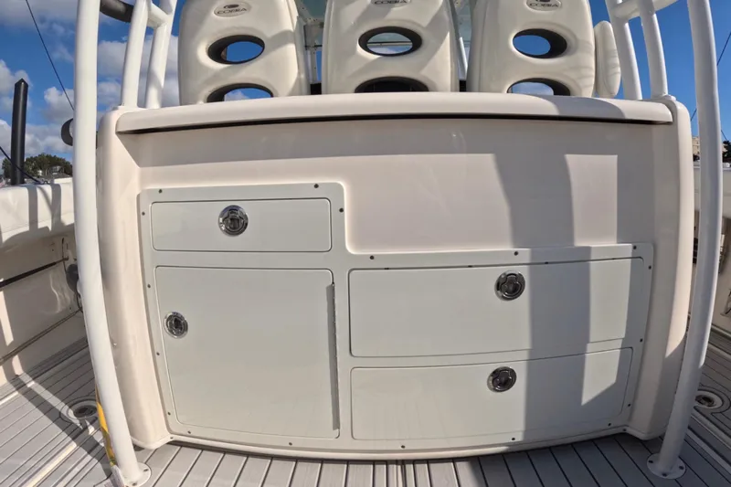  Yacht Photos Pics 2020 Cobia 350 Center Console boat interior with storage compartments and seating.