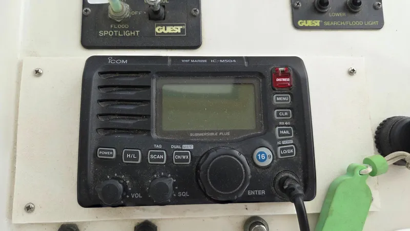 Toes In The Water Yacht Photos Pics ICOM VHF marine radio on Navigator 5300, year 1998.