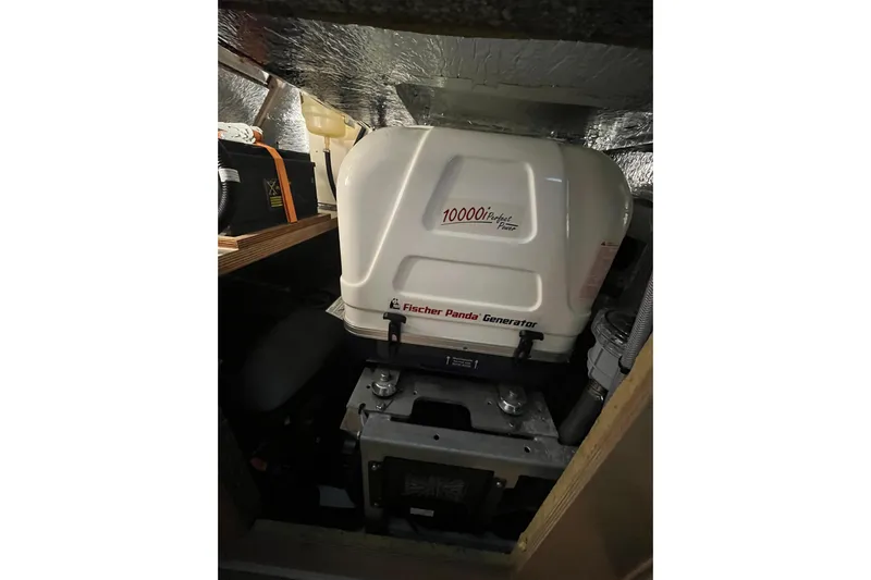  Yacht Photos Pics Fischer Panda generator in 2023 Hanse 588 yacht engine room.