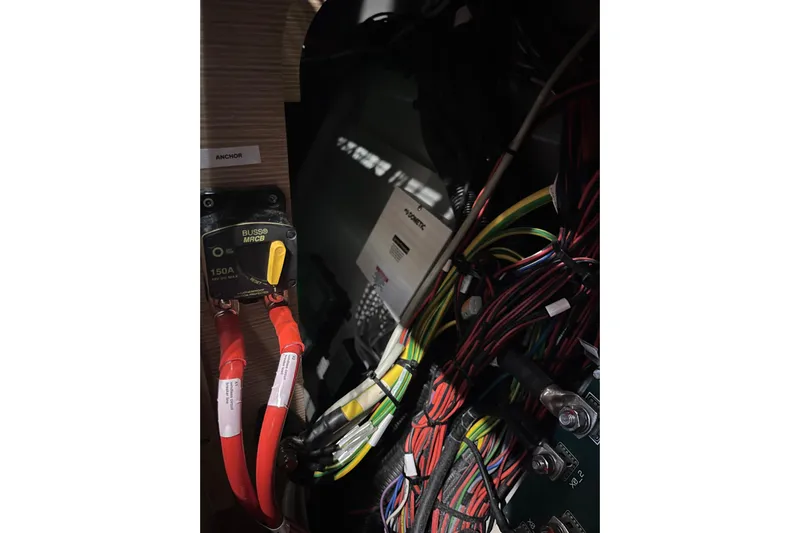  Yacht Photos Pics Electrical wiring and components inside a 2023 Hanse 588 yacht.