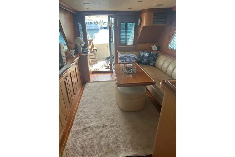 Prairie Sky Yacht Photos Pics Luxurious interior of 2008 Ocean Alexander 48C Classicco yacht with elegant wood finishes.