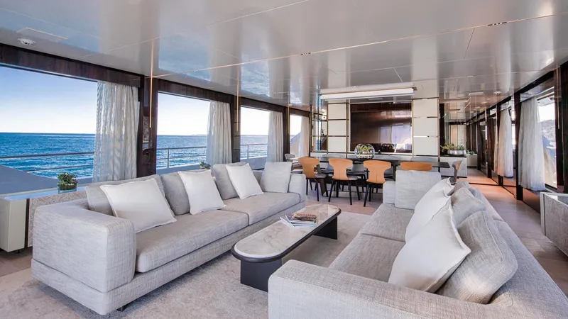 Oceanic 143 Yacht Photos Pics Luxurious interior of 2023 Canados 143 yacht with ocean view and modern furnishings.
