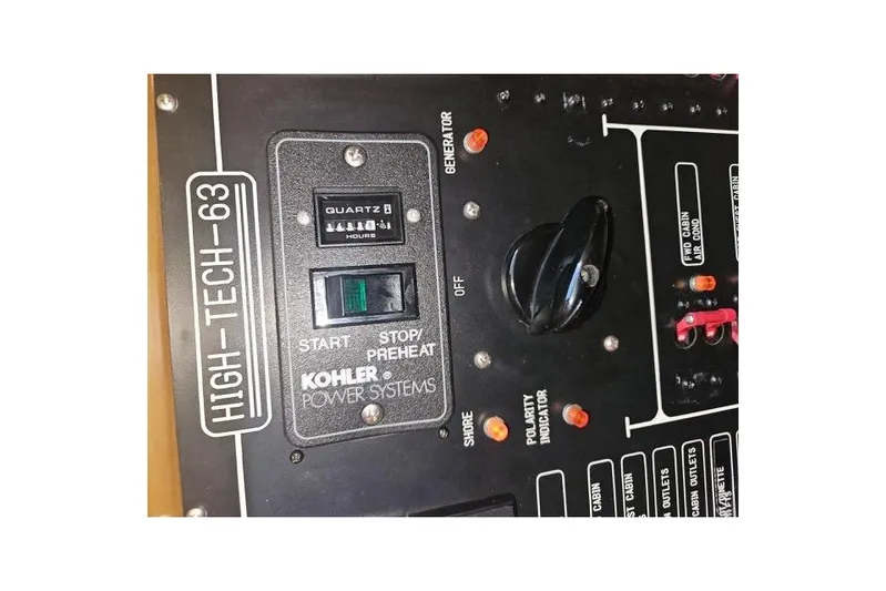 "fortunate" Yacht Photos Pics Control panel of a 1995 Johnson Flybridge Motoryacht with Kohler power systems.