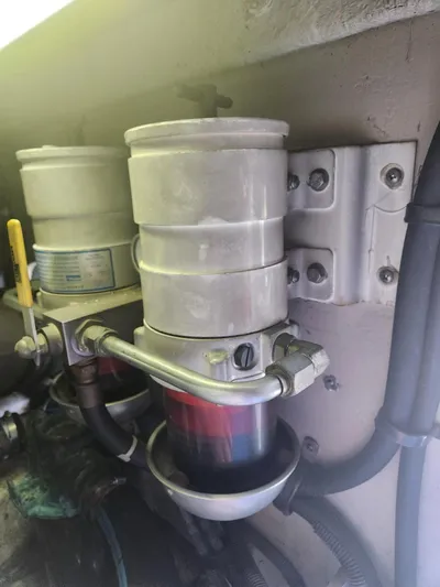  Yacht Photos Pics Fuel filter system in a 2004 Sea Ray 480 Sedan Bridge yacht engine room.