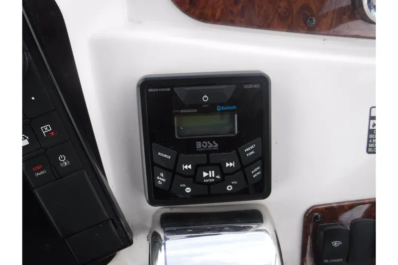  Yacht Photos Pics Control panel of a 2007 Meridian 341 Sedan with a Boss audio system.