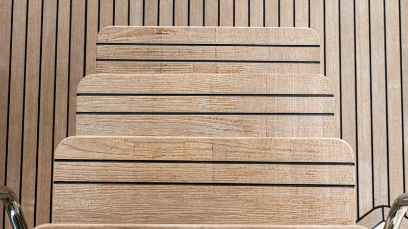 Yachtooma Yacht Photos Pics Wooden yacht steps on Present Yachts 680, 2017 model, with sleek design.