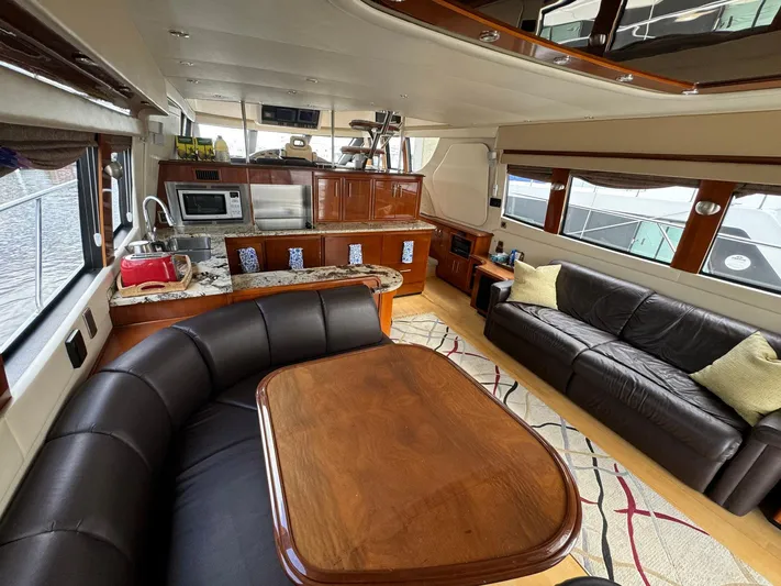 Endymion Yacht Photos Pics Luxurious interior of a 2006 Carver 56 Voyager yacht with modern amenities.