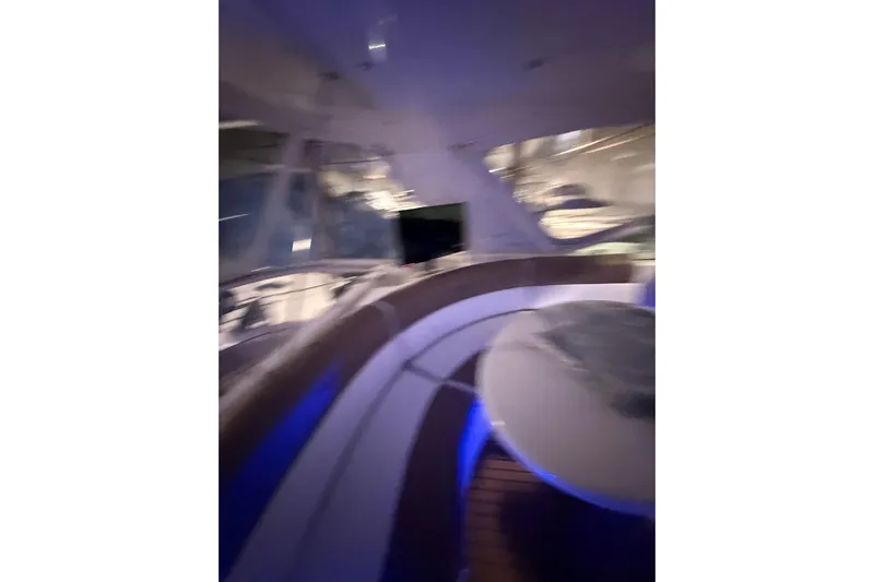 Orion Yacht Photos Pics Blurry interior of 2004 Carver 460 Voyager yacht with ambient lighting.