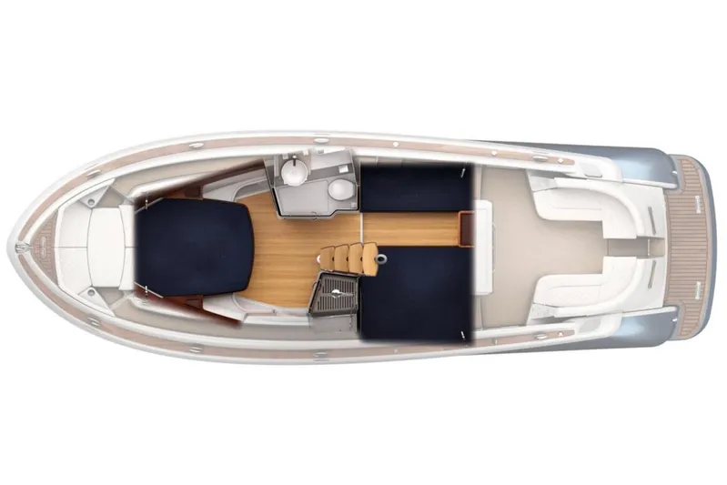 Phoenix Yacht Photos Pics 2017 Chris-Craft Launch 38 boat layout, featuring cabin, seating, and amenities.