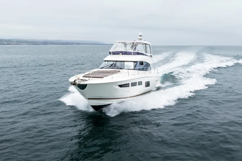 Seeworthy Yacht Photos Pics Luxury 2018 Prestige 560 yacht cruising on open water.