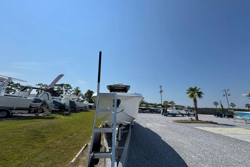  Yacht Photos Pics 2022 Nor-Tech 392 Super Fish boat on trailer in sunny outdoor lot.