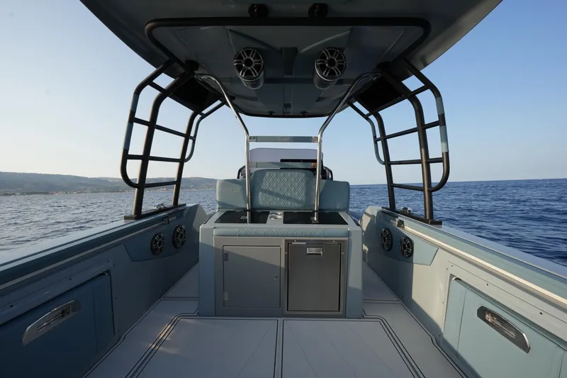  Yacht Photos Pics 2025 Ranieri Cayman 33 Executive boat interior with ocean view.