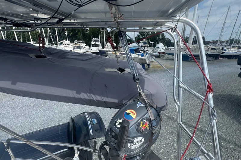 True Love Yacht Photos Pics Catalina Morgan 440 DS sailboat, 2005 model, docked with covered equipment and visible marina background.