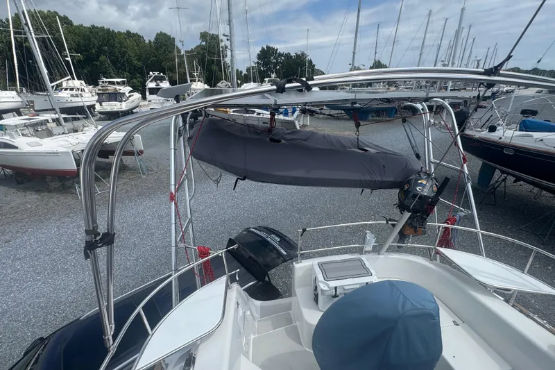 True Love Yacht Photos Pics Catalina Morgan 440 DS sailboat, 2005 model, docked among other boats in a marina.