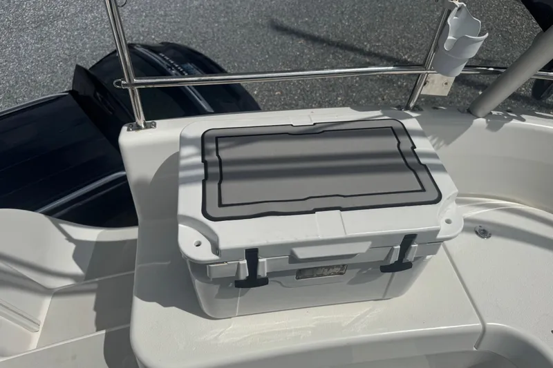 True Love Yacht Photos Pics Storage box on 2005 Catalina Morgan 440 DS yacht deck, featuring secure latches and railing.