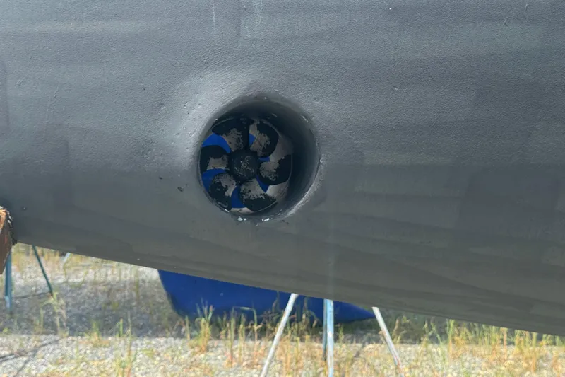 True Love Yacht Photos Pics Close-up of a 2005 Catalina Morgan 440 DS boat's bow thruster.