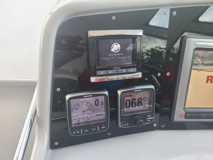  Yacht Photos Pics Control panel of a 2007 Formula 45 Yacht with digital displays.