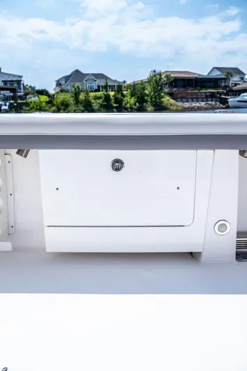  Yacht Photos Pics Everglades 435 Center Console 2018 boat detail with waterfront view.