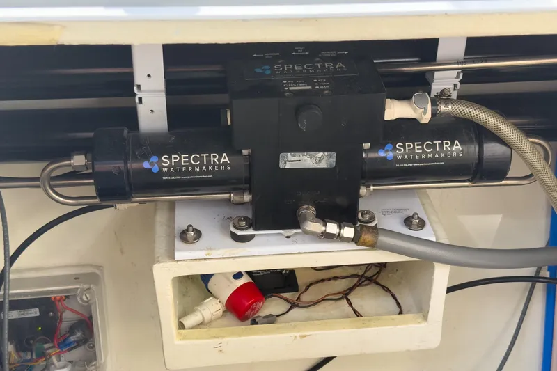 Crux Yacht Photos Pics Spectra Watermakers system on 2017 Harvey Yachts 58, featuring advanced marine desalination technology.