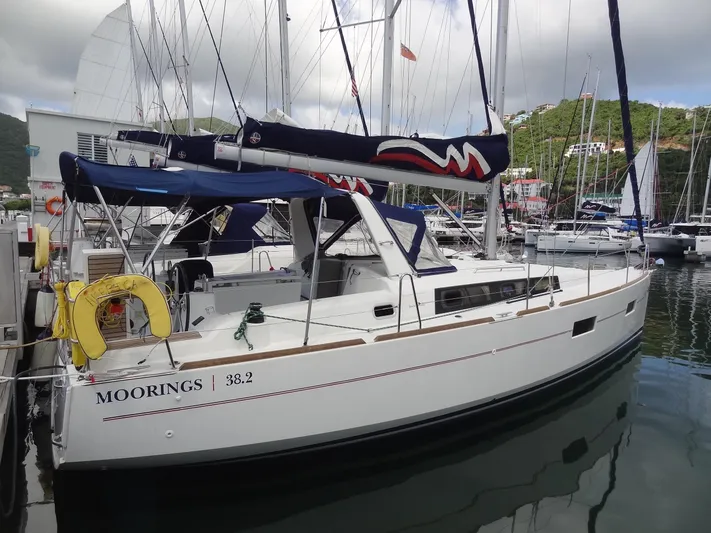 America Yacht Photos Pics 2018 Beneteau Oceanis 38 sailboat docked at marina.