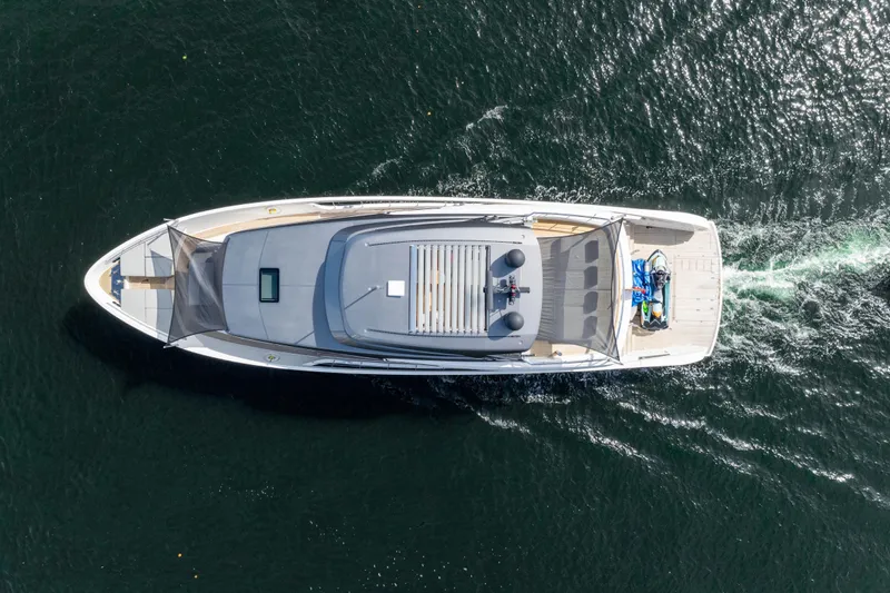 Mave Yacht Photos Pics Aerial view of 2020 Sanlorenzo SX88 yacht cruising on water.