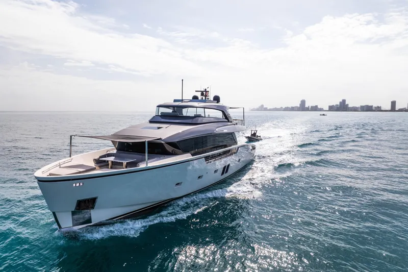 Mave Yacht Photos Pics Luxury Sanlorenzo SX88 yacht cruising on open water, 2020 model.