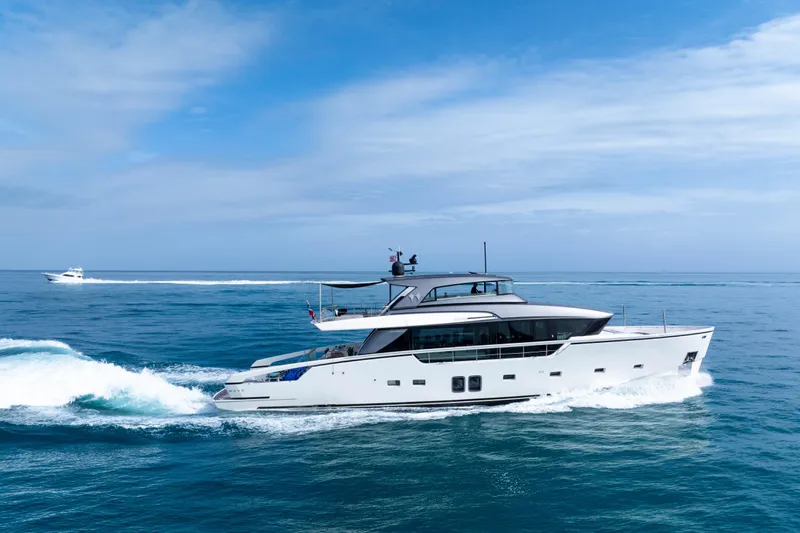 Mave Yacht Photos Pics Luxury 2020 Sanlorenzo SX88 yacht cruising on open sea under clear blue sky.