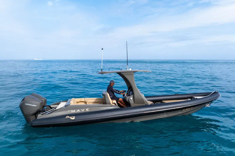 Mave Yacht Photos Pics A sleek Sanlorenzo SX88 yacht from 2020 cruising on calm blue waters.