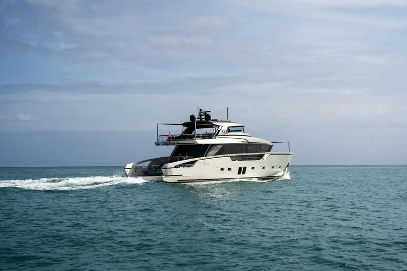 Mave Yacht Photos Pics Luxury Sanlorenzo SX88 yacht cruising on open sea, 2020 model.