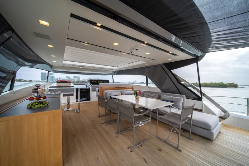 Mave Yacht Photos Pics Luxurious 2020 Sanlorenzo SX88 yacht interior with dining area and modern design.