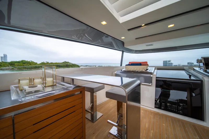 Mave Yacht Photos Pics Luxurious 2020 Sanlorenzo SX88 yacht interior with modern design and scenic ocean view.