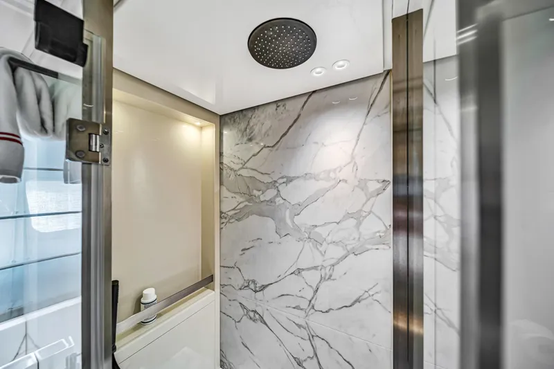Mave Yacht Photos Pics Luxurious marble shower in 2020 Sanlorenzo SX88 yacht bathroom.