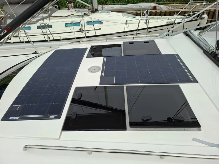 Yula Yacht Photos Pics 2024 X-Yachts Xc 47 yacht with solar panels on deck.