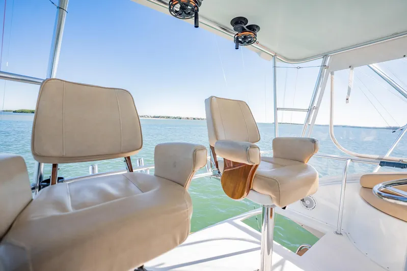 Business Yacht Photos Pics Luxurious seating on a 2001 Post 42 yacht with ocean view.