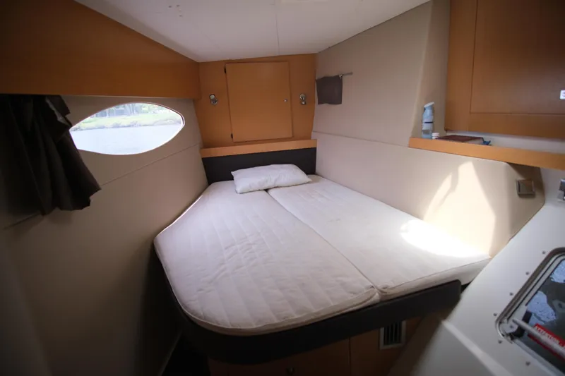 Northern Lynx Yacht Photos Pics Cozy cabin interior of 2011 Fountaine Pajot Salina 48 Evolution Maestro yacht.