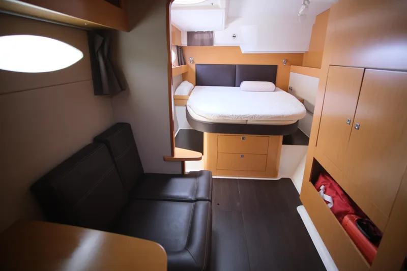 Northern Lynx Yacht Photos Pics Interior of 2011 Fountaine Pajot Salina 48 Evolution Maestro, featuring cozy cabin and modern furnishings.