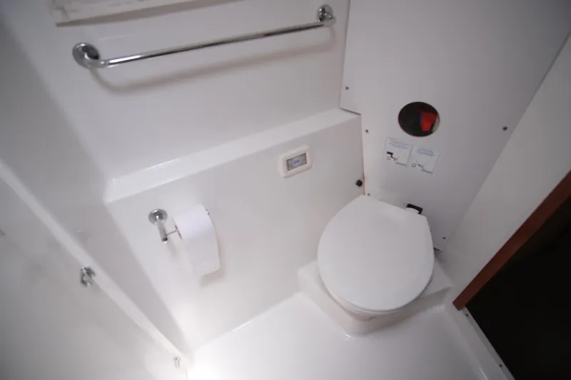 Northern Lynx Yacht Photos Pics Bathroom interior of 2011 Fountaine Pajot Salina 48 Evolution Maestro yacht.