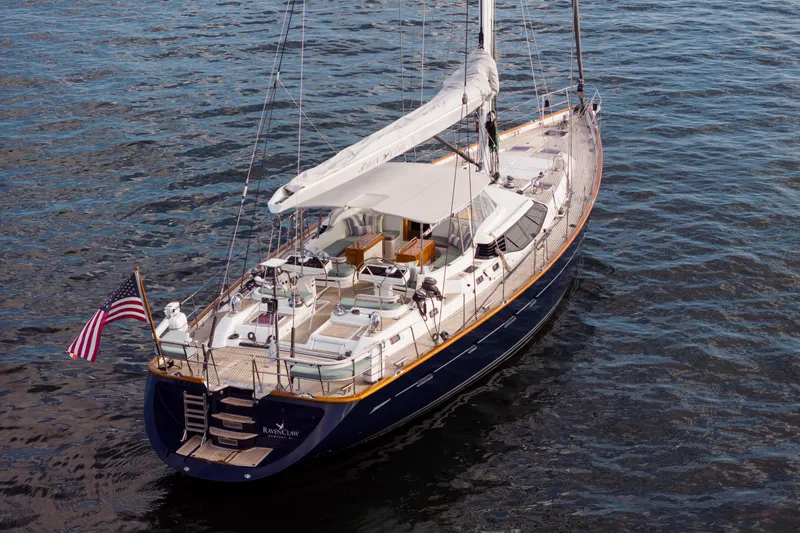 Ravenclaw Yacht Photos Pics Luxurious 2007 Oyster 82/08 yacht sailing on calm waters, featuring elegant design and spacious deck.