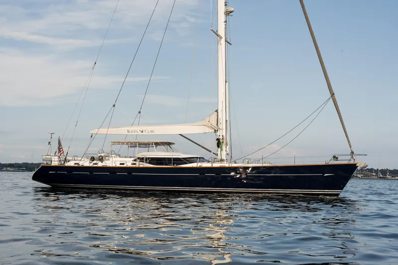 Ravenclaw Yacht Photos Pics Luxury Oyster 82/08 yacht from 2007 sailing on calm waters.