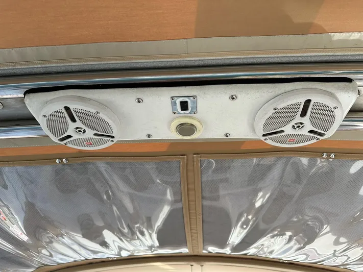  Yacht Photos Pics Ceiling speakers and light fixture on a 2005 Hunter 38 boat.