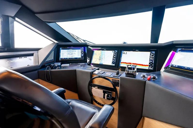  Yacht Photos Pics Cockpit of 2020 Ferretti Yachts 920, featuring advanced navigation systems and luxurious design.