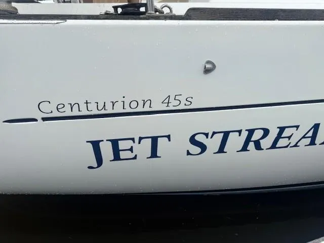 Jet Stream Yacht Photos Pics Wauquiez Centurion 45s sailboat, 2003 model, named "Jet Stream" with visible branding.