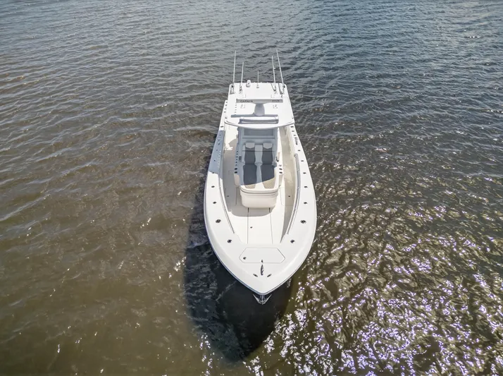  Yacht Photos Pics Aerial view of 2023 Invincible 36 Open Fisherman on water.