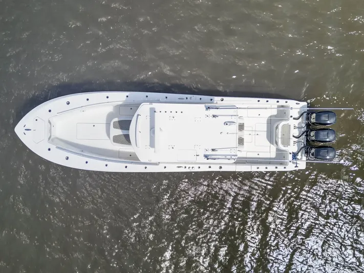  Yacht Photos Pics Aerial view of 2023 Invincible 36 Open Fisherman on water.