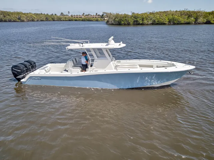  Yacht Photos Pics 2023 Invincible 36 Open Fisherman on calm water.