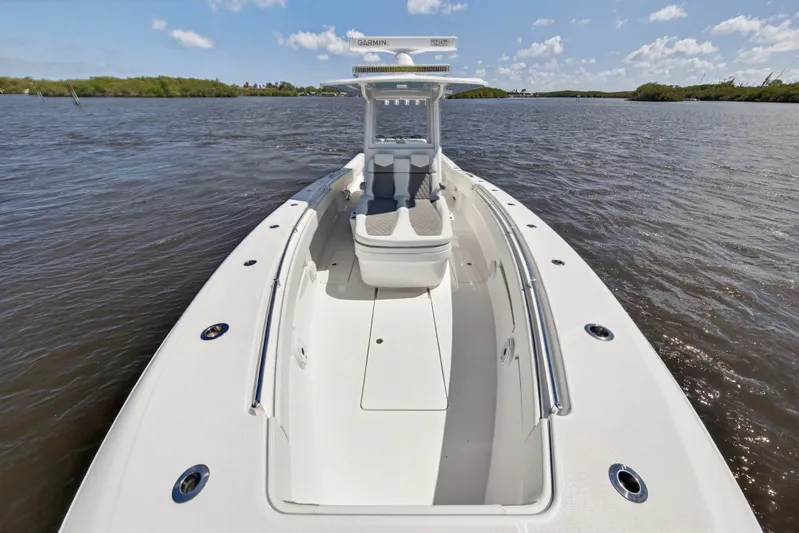  Yacht Photos Pics Invincible 36 Open Fisherman 2023 on calm waters.