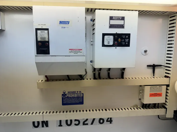  Yacht Photos Pics Electrical panel on a 1996 Viking 50 Convertible boat with Sentry systems.