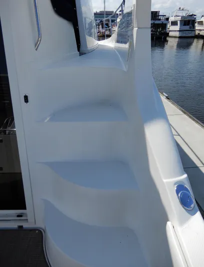  Yacht Photos Pics Staircase on 2006 Carver 36 Mariner yacht, docked at marina.