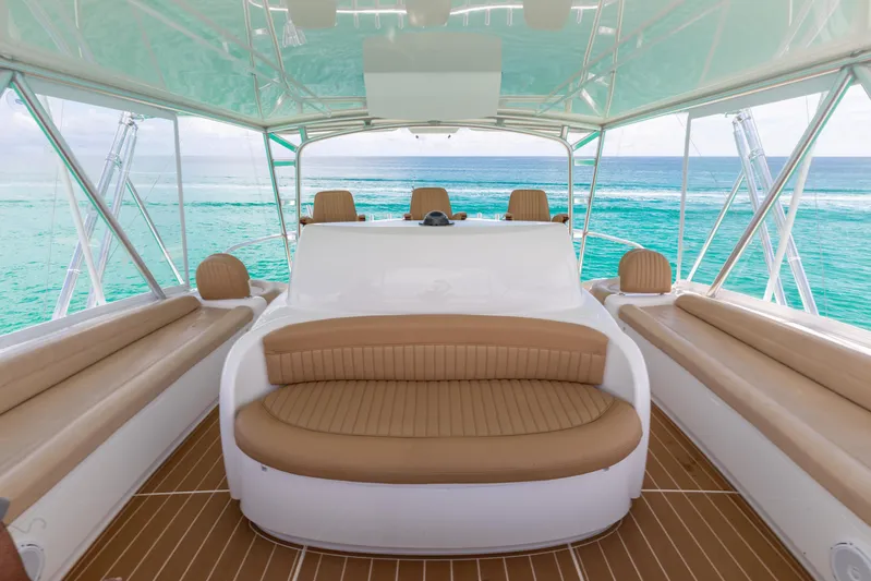 Smooth Ride Yacht Photos Pics 2015 Viking 70 Convertible  Helm Guest Seating 3